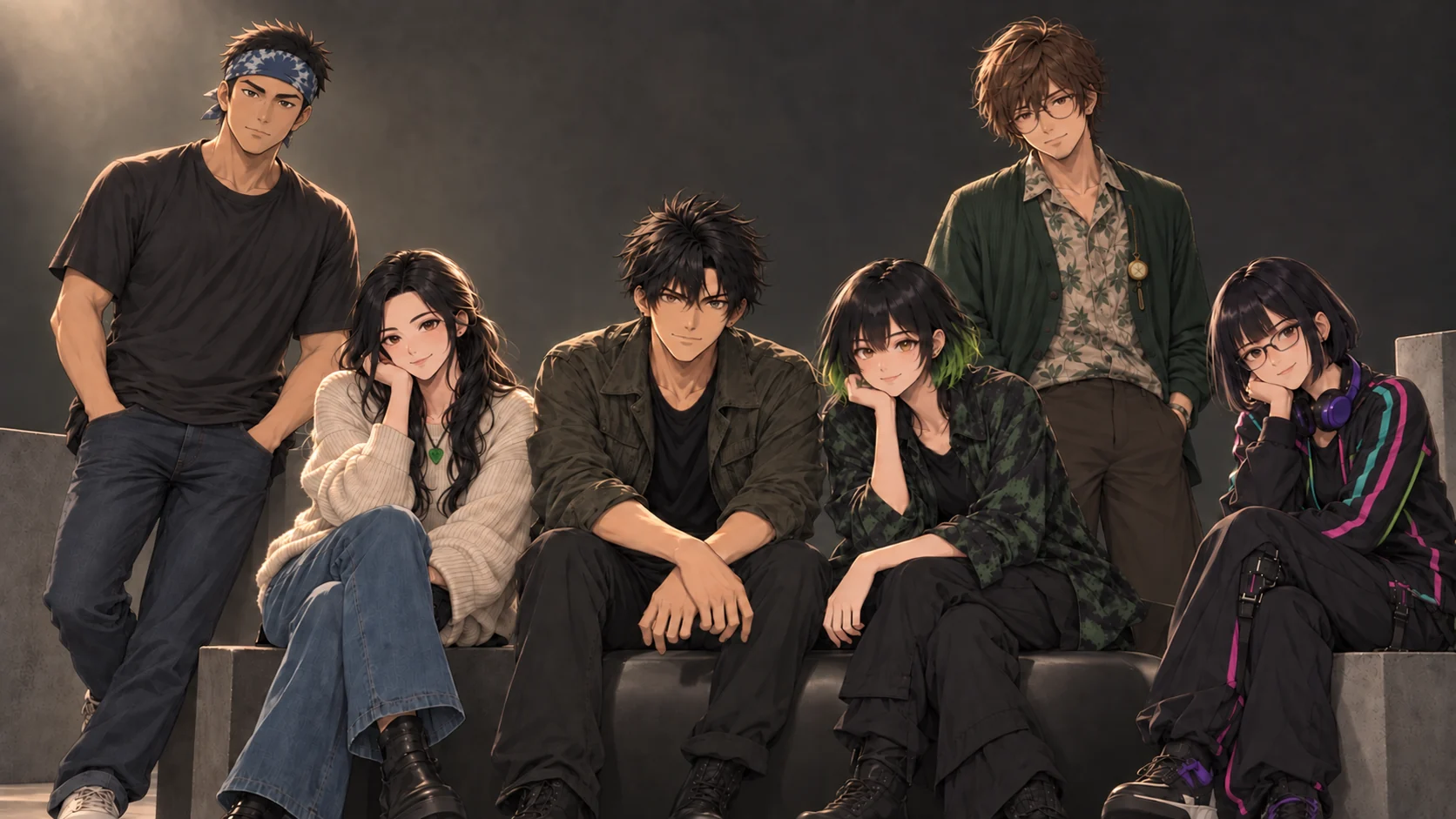 WASHABIの集合アーティストビジュアル。左からイチ、ニー、ゴウ、ロク、サン、スー。